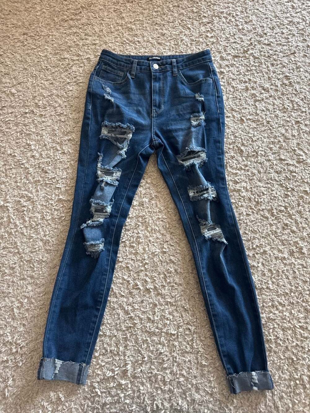 Flamingo Women's Distressed Cuffed Skinny Jeans Size S